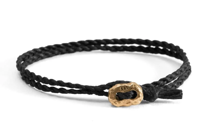 #129 - Men’s bracelet Nugget black - GOLD