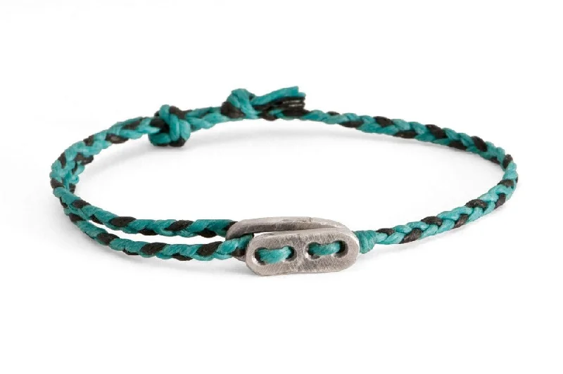 #120 - Men’s bracelet Canvas Sterling Silver toggle turquoise black