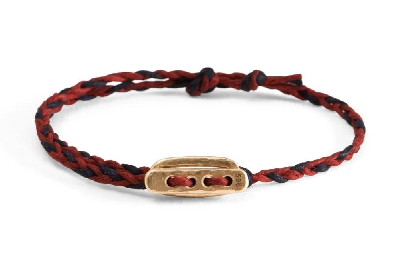 #128 - Men’s bracelet Canvas Toggle red dark blue - GOLD