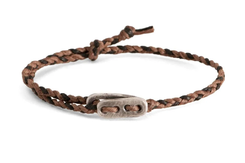 #124 - Men’s bracelet Canvas Sterling Silver toggle brown black