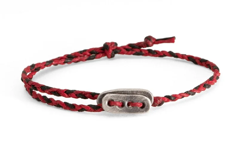 #122 - Men’s bracelet Canvas Sterling Silver toggle red black