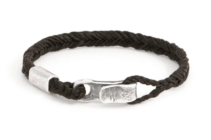 #138 - Men’s bracelet Canvas Sterling Silver black