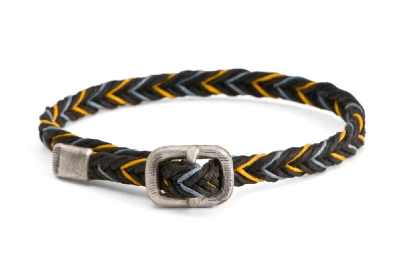 #141 - Men’s bracelet Canvas Sterling Silver black yellow gray