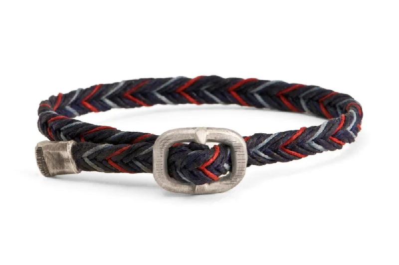 #143 - Men’s bracelet Canvas Sterling Silver blue red lightblue