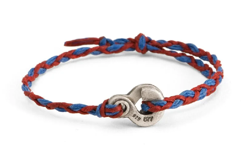 #133 - Men’s bracelet Canvas Double Hook blue red