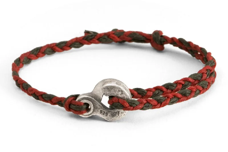 #134 - Men’s bracelet Canvas Double Hook green red