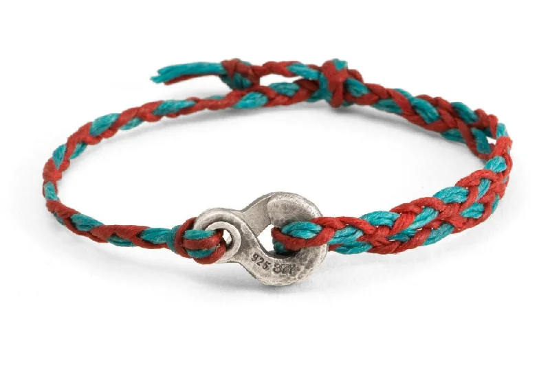 #135 - Men’s bracelet Canvas Double Hook red turquoise