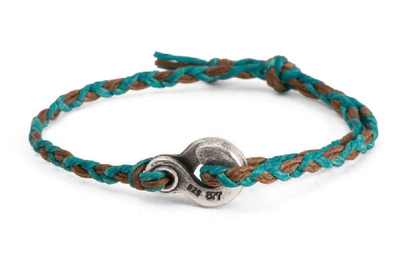 #136 - Men’s bracelet Canvas Double Hook turquoise brown