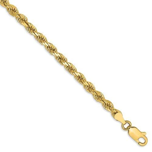 14KT GOLD 3.5MM DIAMOND CUT HANDMADE ROPE CHAIN BRACELET- 3 LENGTHS & 2 COLORS