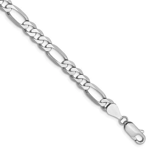 MEN'S 14KT WHITE GOLD 5.5MM FLAT FIGARO 8 IINCH BRACELET