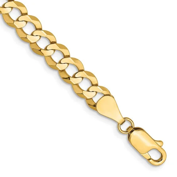 14KT YELLOW GOLD 5.9MM LIGHTWEIGHT FLAT CUBAN BRACELET-2 LENGTHS