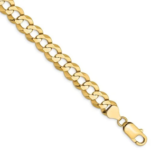 14KT YELLOW GOLD 9.4MM LIGHTWEIGH FLAT FIGARO CUBAN BRACLET