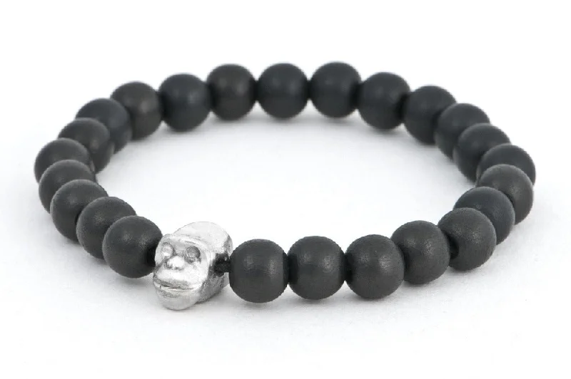 #148 - Men’s beaded bracelet Sterling Silver monkey black