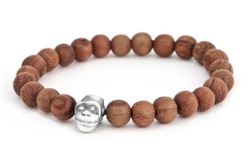 #149 - Men’s beaded bracelet Sterling Silver monkey brown