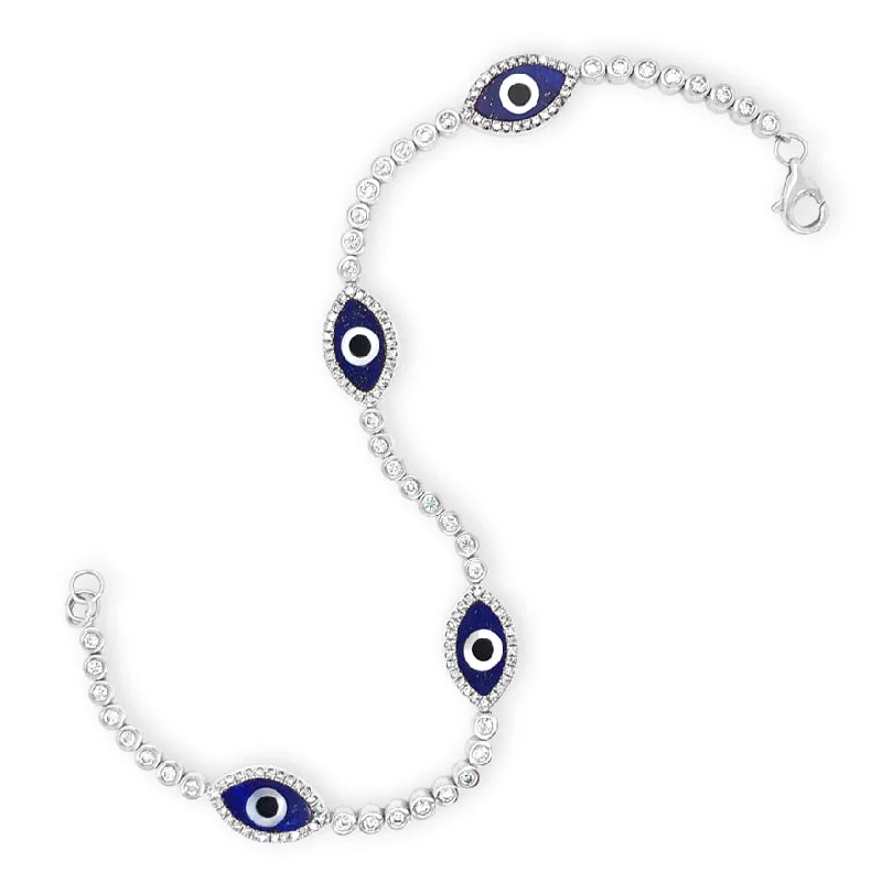 Bezel-Set Diamond Evil Eye Bracelet