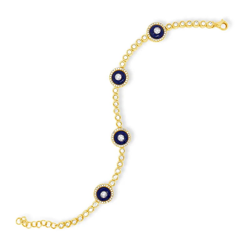 Diamond & Lapis Evil Eye Bracelet