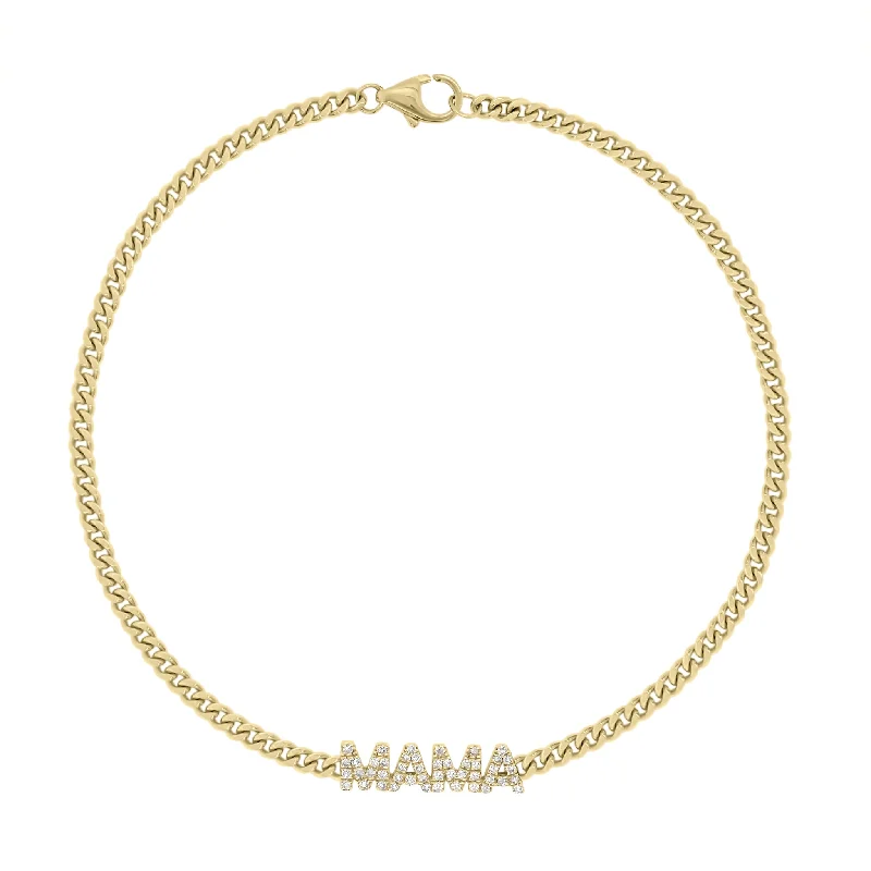 Diamond MAMA Curb Chain Bracelet