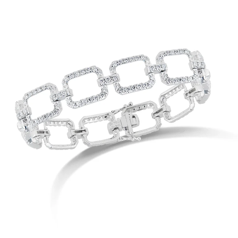 Diamond Rectangle Link Bracelet