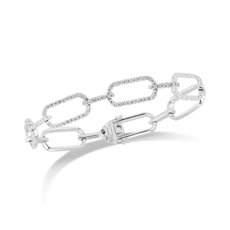 Diamond Wide Rectangular Link Bracelet