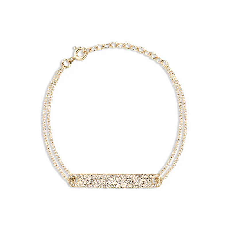 Double Cable Chain Bracelet with Diamond Bar