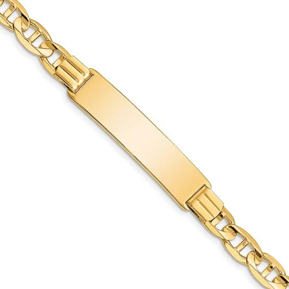 MEN'S 14KT 7MM WIDE ANCHOR LINK ID BRACELET-8 INCHES