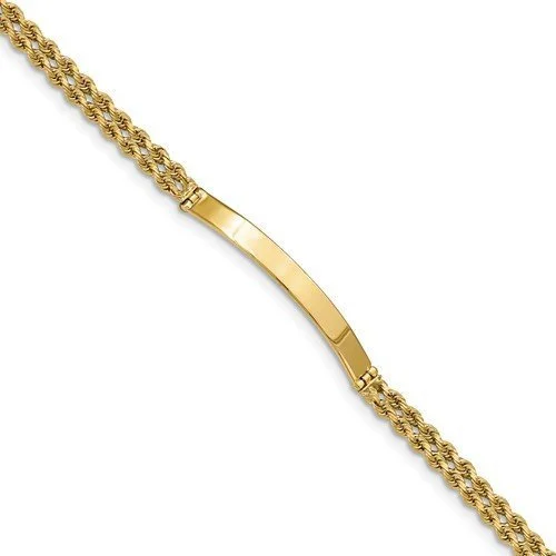 MEN'S 14KT DOUBLE ROP ID LINK BRACELET- 8 INCHES