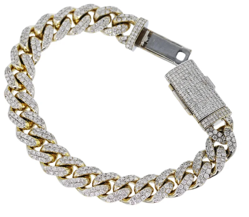 MENS 14KT YELLOW GOLD 9.00CTW DIAMOND CUBAN LINK BRACELET