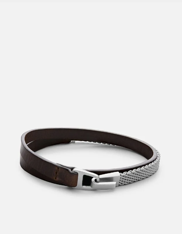 Moore Half Mesh Leather, Sterling Silver