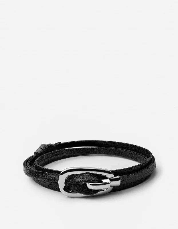 New Gamle Leather Bracelet, Silver Plated