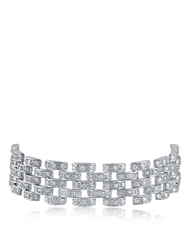 Round-Pave Cubic Zirconia Chain Bracelet