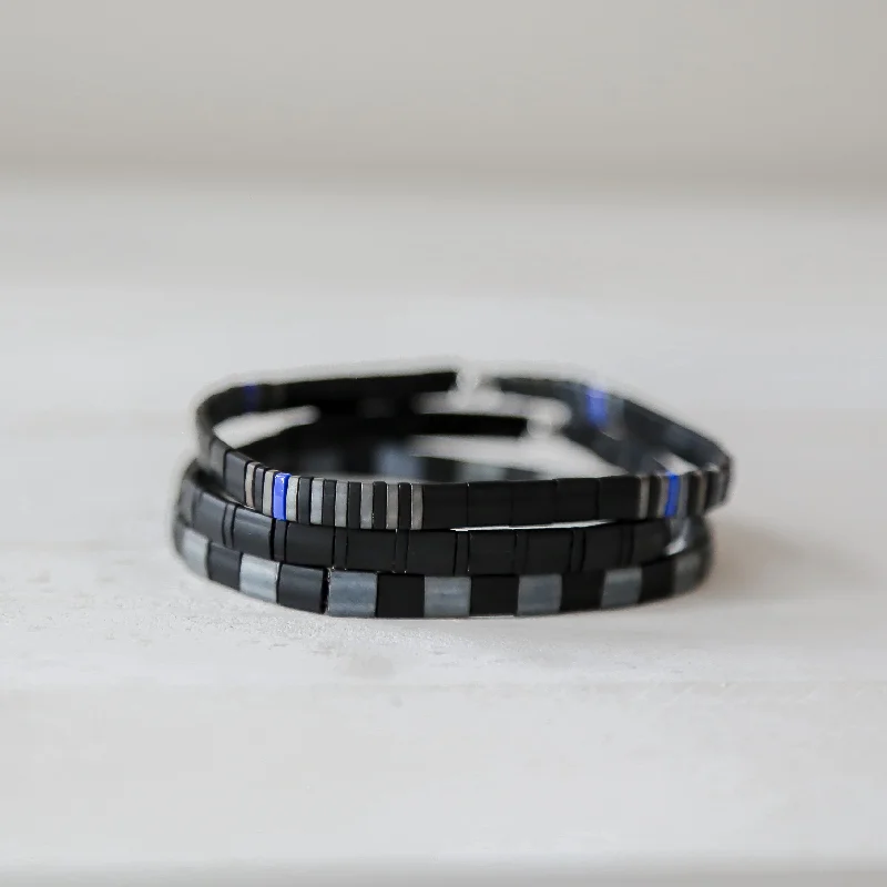 THIN BLUE LINE in Black - POLICE BRACELET