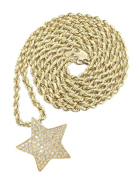 14K Yellow Gold Diamond Star Necklace | 1.65 Carats