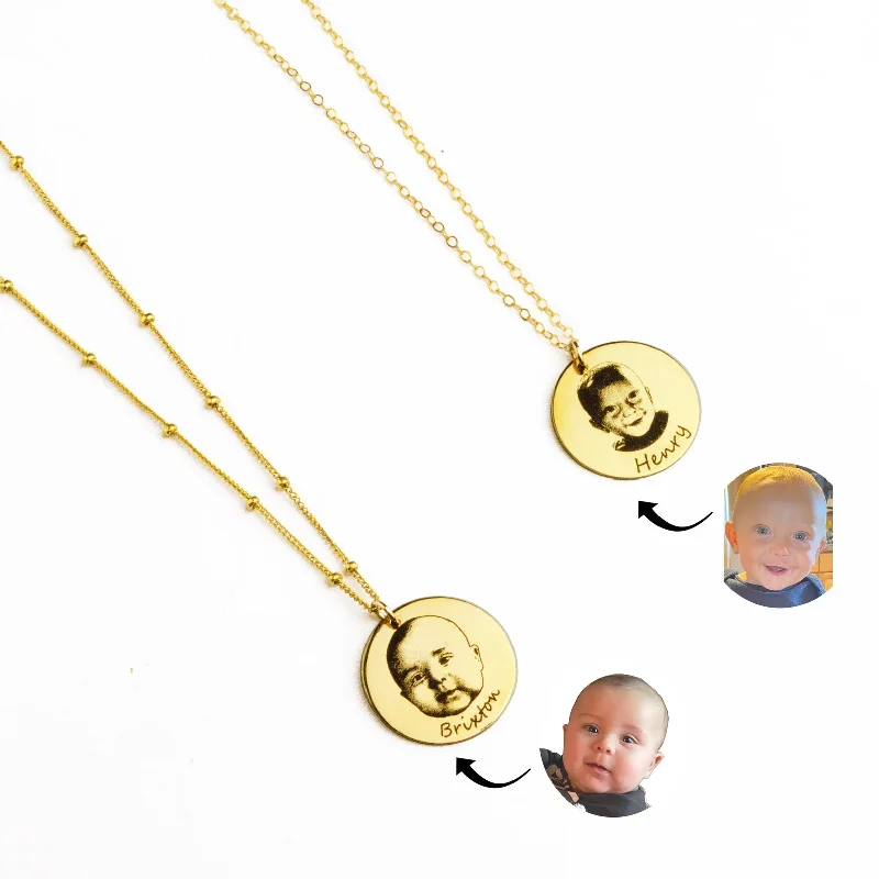 Actual photo baby necklace personalized custom child necklace