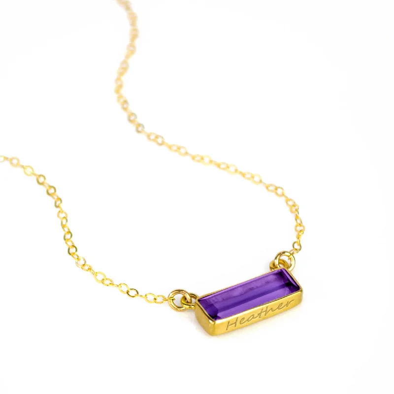 Purple Amethyst Bar Necklace : February Birthstone : Adira Series