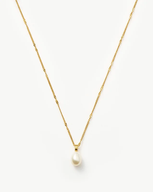 Baroque Pearl Twisted Chain Necklace | 18k Gold Plated Vermeil/Pearl