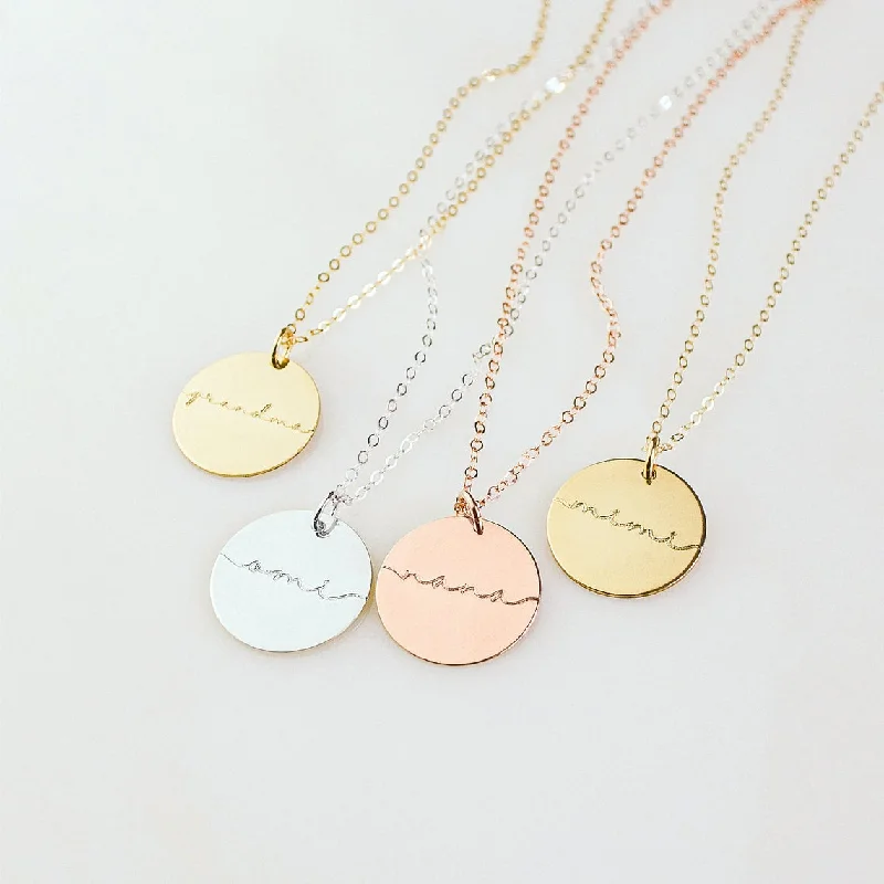 Custom Grandma Disc necklace, Custom Engraved Necklace Gift for mom