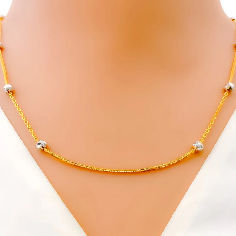 Elegant White Gold Accented 22k Gold Necklace