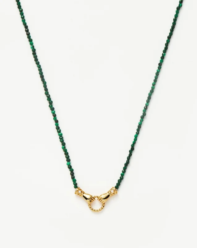 Harris Reed In Good Hands Mini Beaded Gemstone Necklace | 18k Gold Plated/Malachite