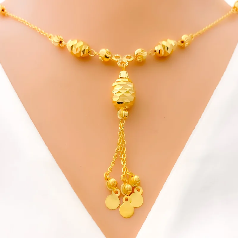 Magnificent Faceted Bead 21k Gold Necklace