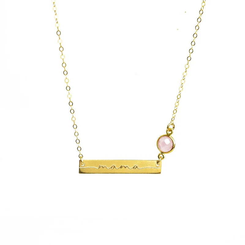 Mama Birthstone Bar Necklace