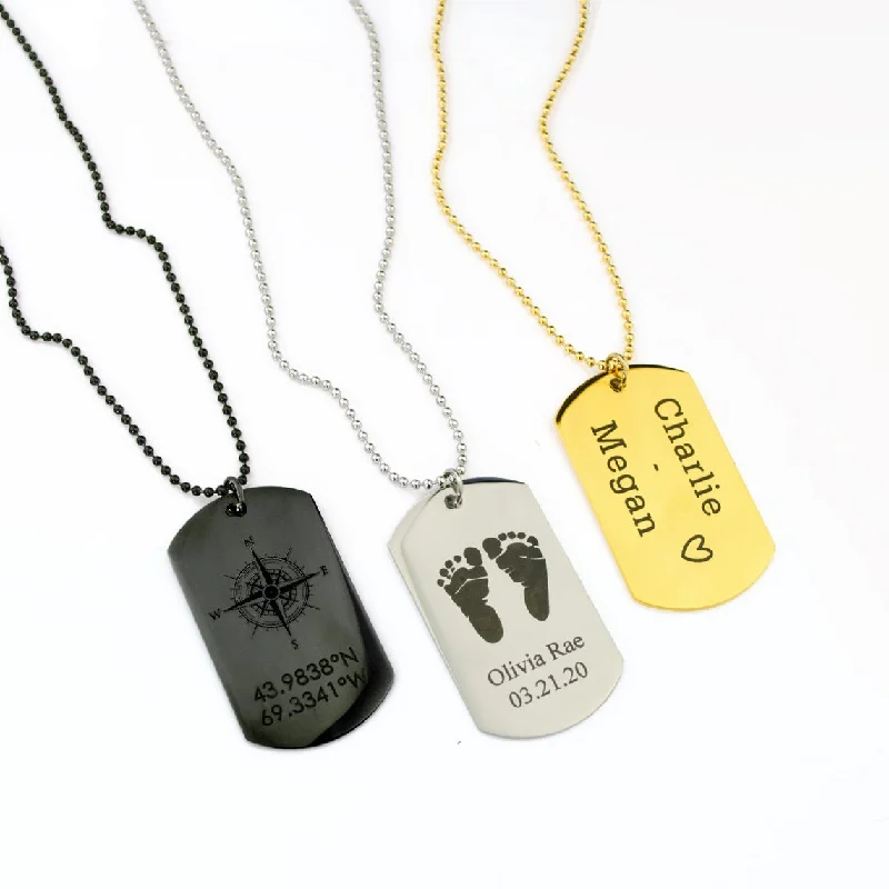 Personalized Dog Tag Necklace, Custom Military Style Jewelry