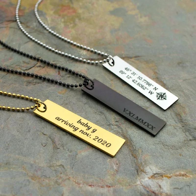 Personalized Rectangle Dog Tag Necklace, Military Style