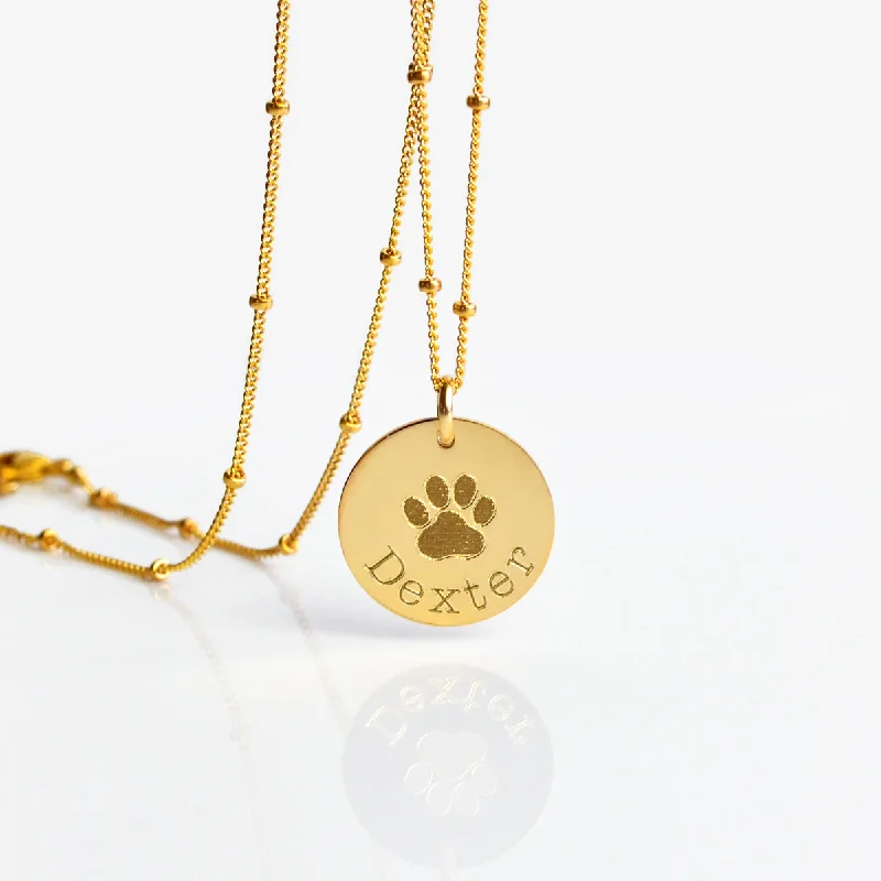 Personalized Pet Paw Print Charm Necklace