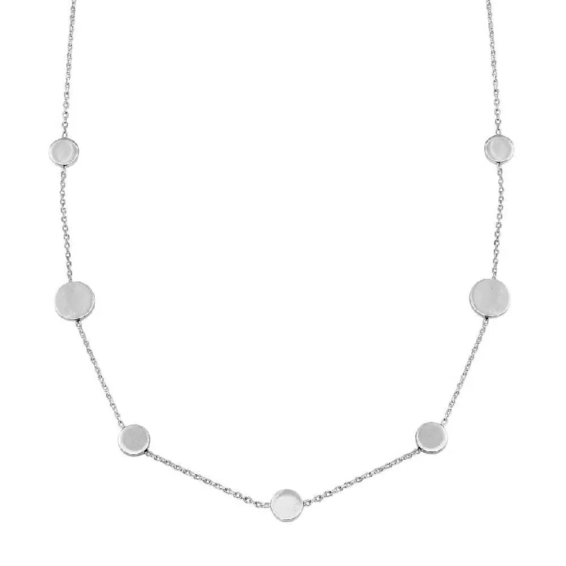 Rhodium Plated 925 Sterling Silver 7 Disc Necklace - VGC16RH