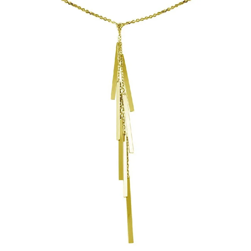 Gold Plated 925 Sterling Silver Dangling Bar Necklace - ECN00053GP