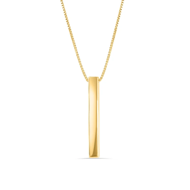 Gold Plated 925 Sterling Silver Drop Down Bar Necklace - DIN00108GP