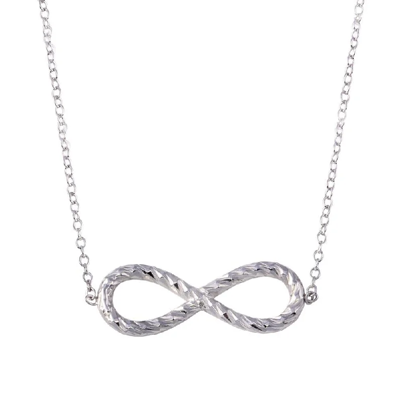 Rhodium Plated 925 Sterling Silver Rope Infinity Necklaces - STP01735