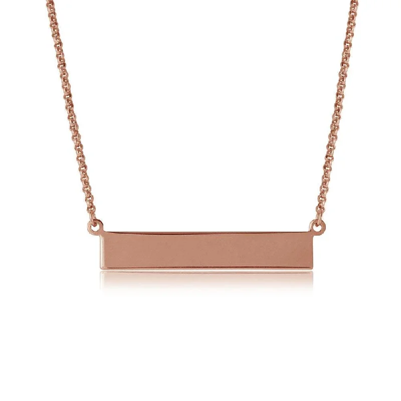 Rose Gold Plated 925 Sterling Silver Bar Necklace - ARN00029RGP