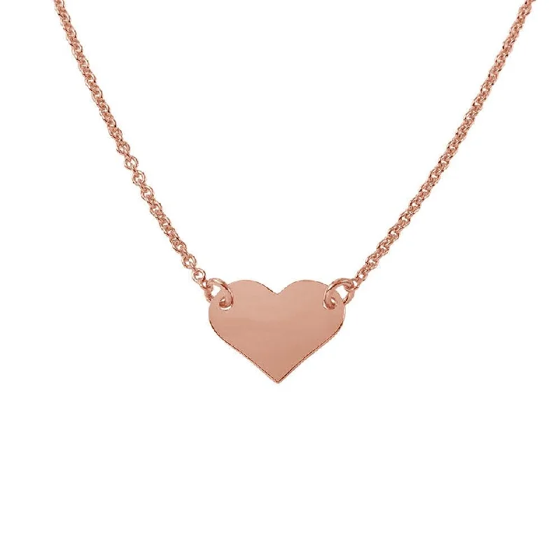 Rose Gold Plated 925 Sterling Silver High Polished Heart Necklace - DIN00044RGP