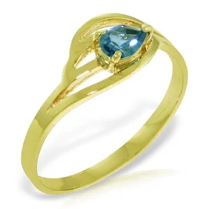 0.3 Carat 14K Solid Yellow Gold Barefoot Dance Blue Topaz Ring